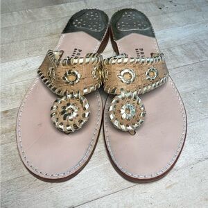 Palm Beach Cork and Gold Sandals Flip Flops Size 9 Made in the USA VGUC